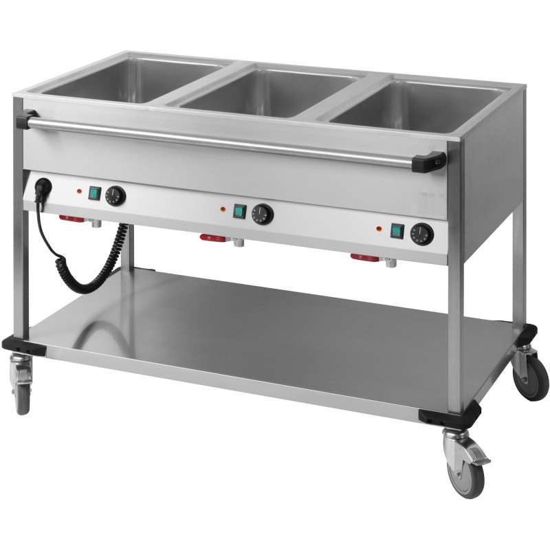 Chariot bain marie à eau 3 x GN1/1 - large