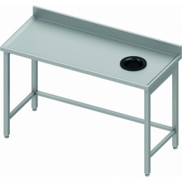 Table adossée avec trou vide-ordures côté droit 900 x 600 mm