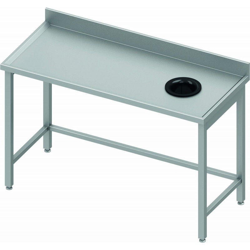Table adossée avec trou vide-ordures côté droit 1800 x 600 mm
