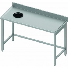 Table adossée avec trou vide-ordures côté gauche 800 x 600 mm