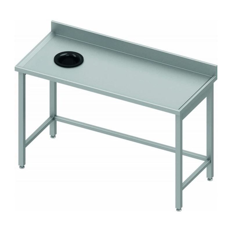 Table adossée avec trou vide-ordures côté gauche 1900 x 600 mm