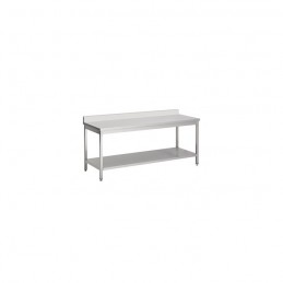 table inox adossée 2000 x 700 avec étagère inférieure