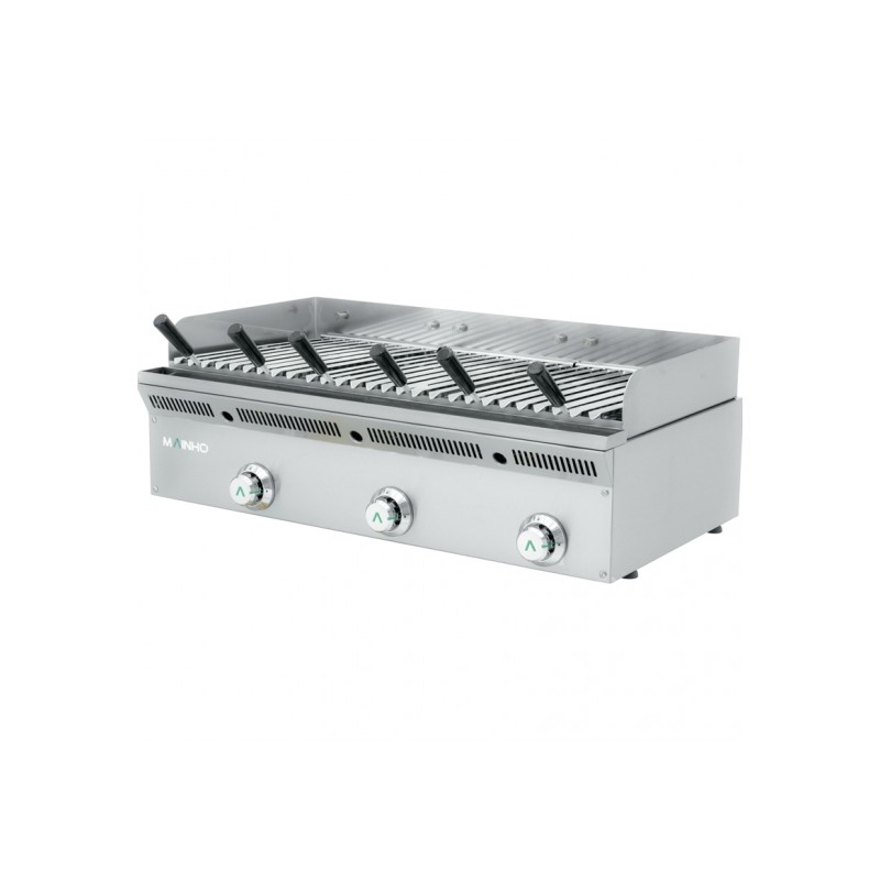 Barbecue grill pierres de lave à gaz 600 mm avec grilles acier inoxydable