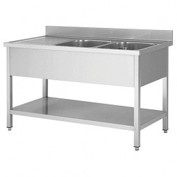 plonge inox 2 bacs égouttoir gauche 1400 x 600 éco