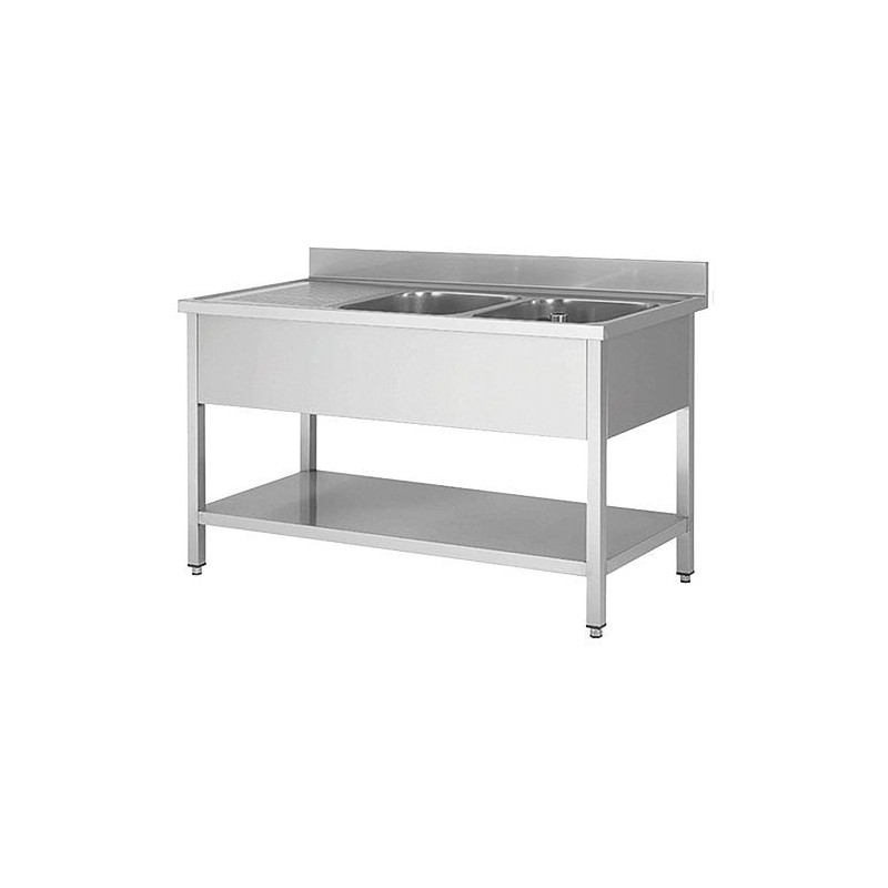 plonge inox 2 bacs égouttoir gauche 1400 x 600 éco