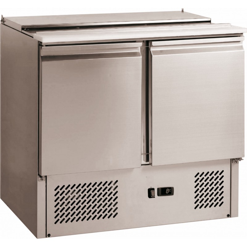 Saladette inox 2 portes avec couvercle télescopique