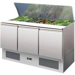 Saladette inox 3 portes avec couvercle télescopique