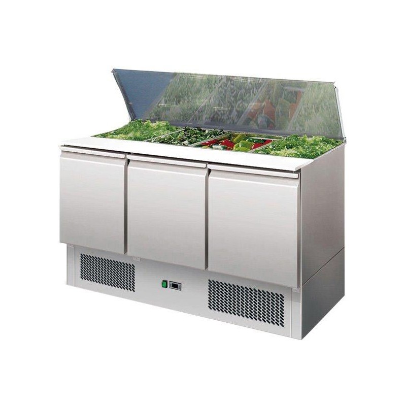 Saladette inox 3 portes avec couvercle télescopique