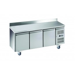 Desserte réfrigérée inox 3 portes profondeur 700 mm avec dosseret