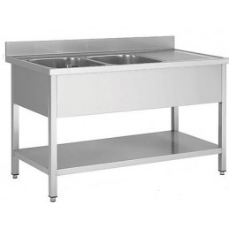 plonge inox 2 bacs égouttoir droite 1600 x 700 éco