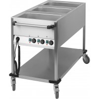 bain marie, 1, 2 ou 3 bacs GN 1/1, ou GN 1/3, avec ou sans robinet de vidange, sur chariot, bain marie à sauce