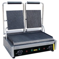 Grill panini professionnel simple ou double avec grilles lisses ou rainurées